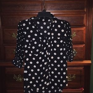 My Michelle Black and White Pok-a-Dot Button Up